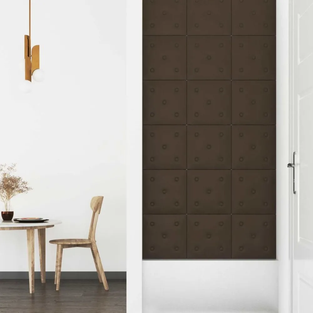 Bouwmaterialen*vidaXL Wandhoofdbord 12 pcs 30 x 30 cm Nep Leer Bruin