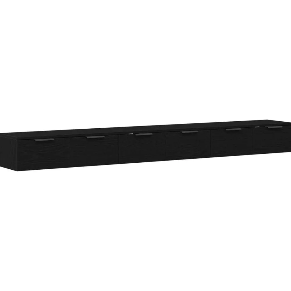 Boekenkasten & Wandplanken*vidaXL Wandkast 2 pcs 102 x 30 x 20 cm Bewerkt hout Zwart eiken
