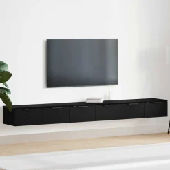 Boekenkasten & Wandplanken*vidaXL Wandkast 2 pcs 102 x 30 x 20 cm Bewerkt hout Zwart eiken