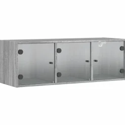 Kasten & Opbergmeubelen*vidaXL Wandkast met glazen deuren 102x37x35 cm eiken Grijs sonoma