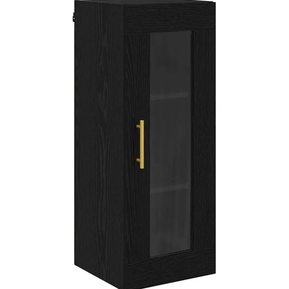 Wandkast 34,5 x 34 x 90 cm Geengineerd Hout en Glas>vidaXL New