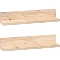 Boekenkasten & Wandplanken*vidaXL Wandkasten 2 st 50x11x9 cm massief grenenhout Naturel