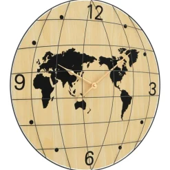 Wandklok Ø50 cm bewerkt hout geel en zwart><noscript><img width=