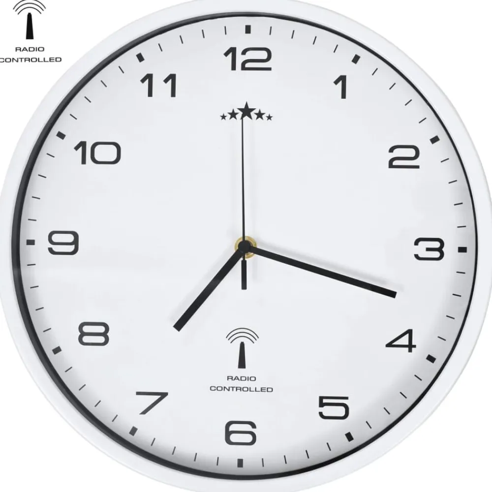 Woon- & Tuinaccessoires*vidaXL Wandklok met quartz uurwerk radiogestuurd 31 cm Wit