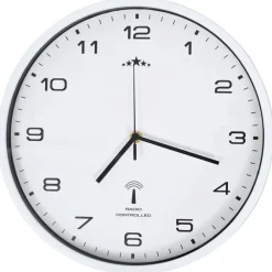 Woon- & Tuinaccessoires*vidaXL Wandklok met quartz uurwerk radiogestuurd 31 cm Wit