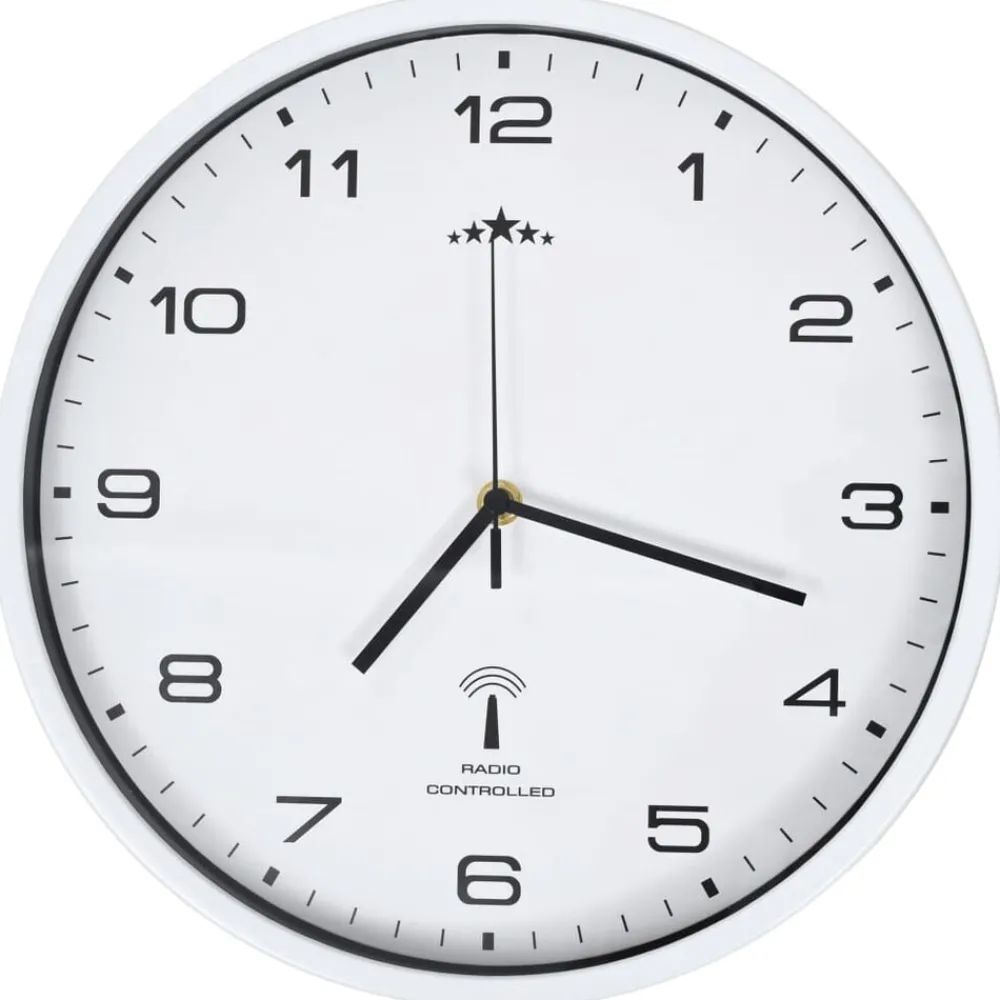 Woon- & Tuinaccessoires*vidaXL Wandklok met quartz uurwerk radiogestuurd 31 cm Wit