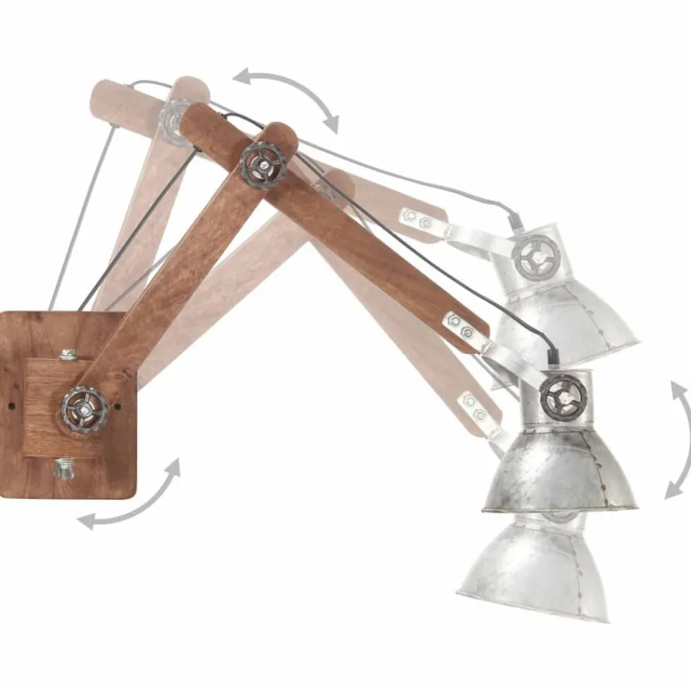 Verlichting*vidaXL Wandlamp industrieel rond E27 zilverkleurig