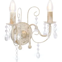 Verlichting*vidaXL Wandlamp met kralen 2xE14 antiek Wit