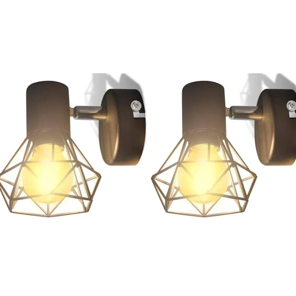 Wandlampen 2 st met LED industriële stijl zwart>vidaXL Discount