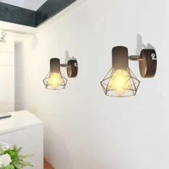 Wandlampen 2 st met LED industriële stijl zwart>vidaXL Discount
