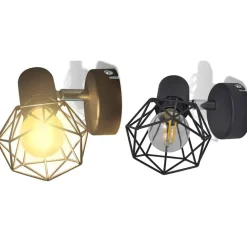 Wandlampen 2 st met LED industriële stijl zwart><noscript><img width=
