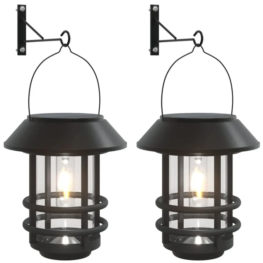 Verlichting*vidaXL Wandlantaarns voor buiten 2 st solar Wit