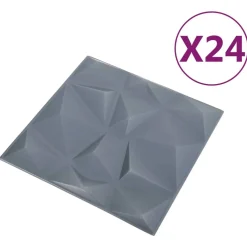Wandpanelen 24 pcs Diamant Grijs 50 x 50 cm XPS Schuim><noscript><img width=