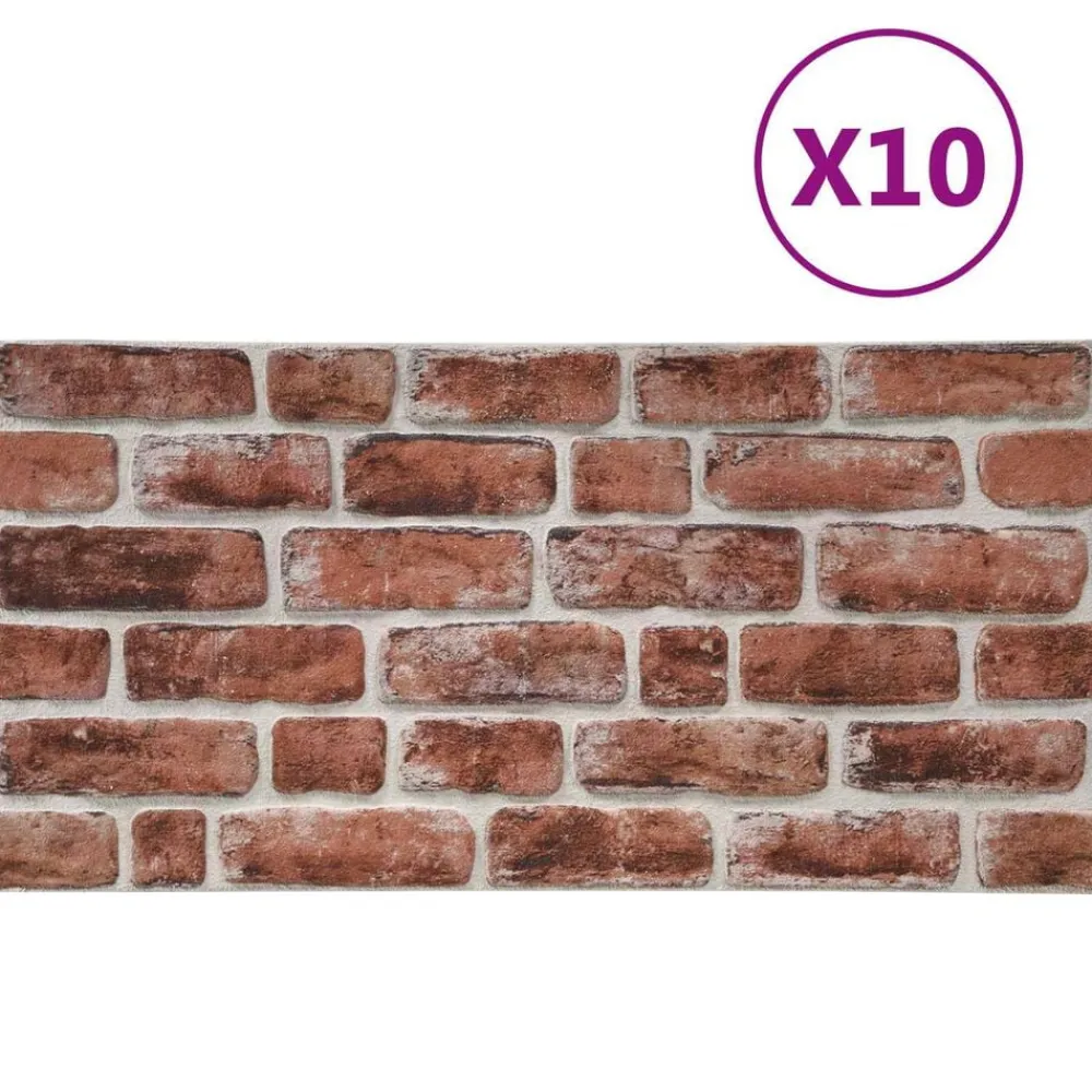 Bouwmaterialen*vidaXL Wandpanelen 10 pcs 100 x 50 cm EPS-schuim Donkerbruin en wit