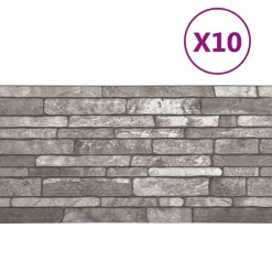 Bouwmaterialen*vidaXL Wandpanelen 10 pcs 100 x 50 cm EPS-schuim Donkergrijs