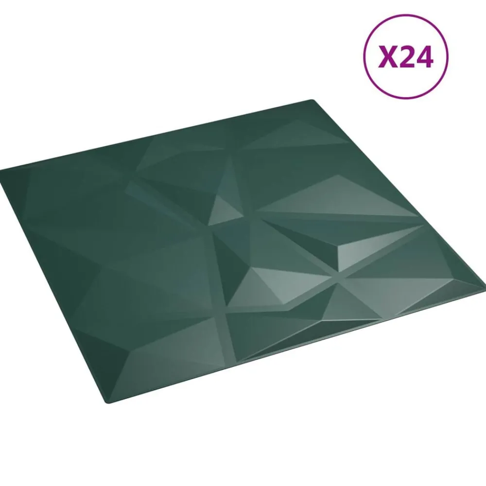 Bouwmaterialen*vidaXL Wandpanelen 24 pcs 50 x 50 cm XPS Schuim Groen