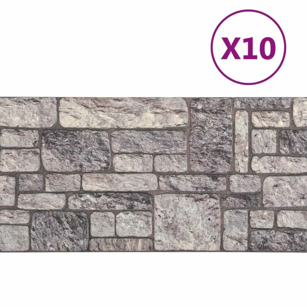 Bouwmaterialen*vidaXL Wandpanelen 10 pcs 100 x 50 cm EPS-schuim Grijs en wit