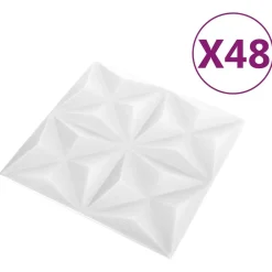Bouwmaterialen*vidaXL Wandpanelen 48 pcs Origami Wit 50 x 50 cm XPS Schuim Origamiwit