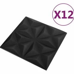 Bouwmaterialen*vidaXL Wandpanelen 12 pcs Origami Zwart 50 x 50 cm XPS Schuim Origamizwart