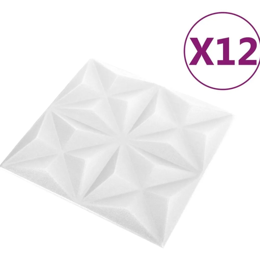 Bouwmaterialen*vidaXL Wandpanelen 12 pcs Origami Wit 50 x 50 cm XPS Schuim Origamiwit