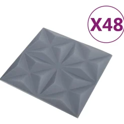 Bouwmaterialen*vidaXL Wandpanelen 48 pcs Origami Grijs 50 x 50 cm XPS Schuim Origamigrijs