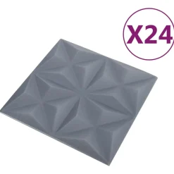 Bouwmaterialen*vidaXL Wandpanelen 24 pcs Origami Grijs 50 x 50 cm XPS Schuim Origamigrijs