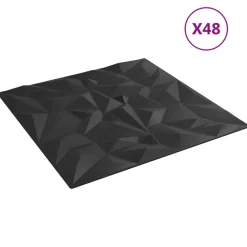 Bouwmaterialen*vidaXL Wandpanelen 48 pcs 50 x 50 cm XPS Schuim Zwart