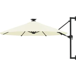 Tuin & Gazon*vidaXL Wandparasol met LED's 300 cm kleurig Zand