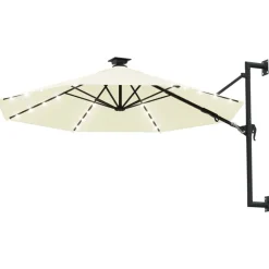 Tuin & Gazon*vidaXL Wandparasol met LED's 300 cm kleurig Zand