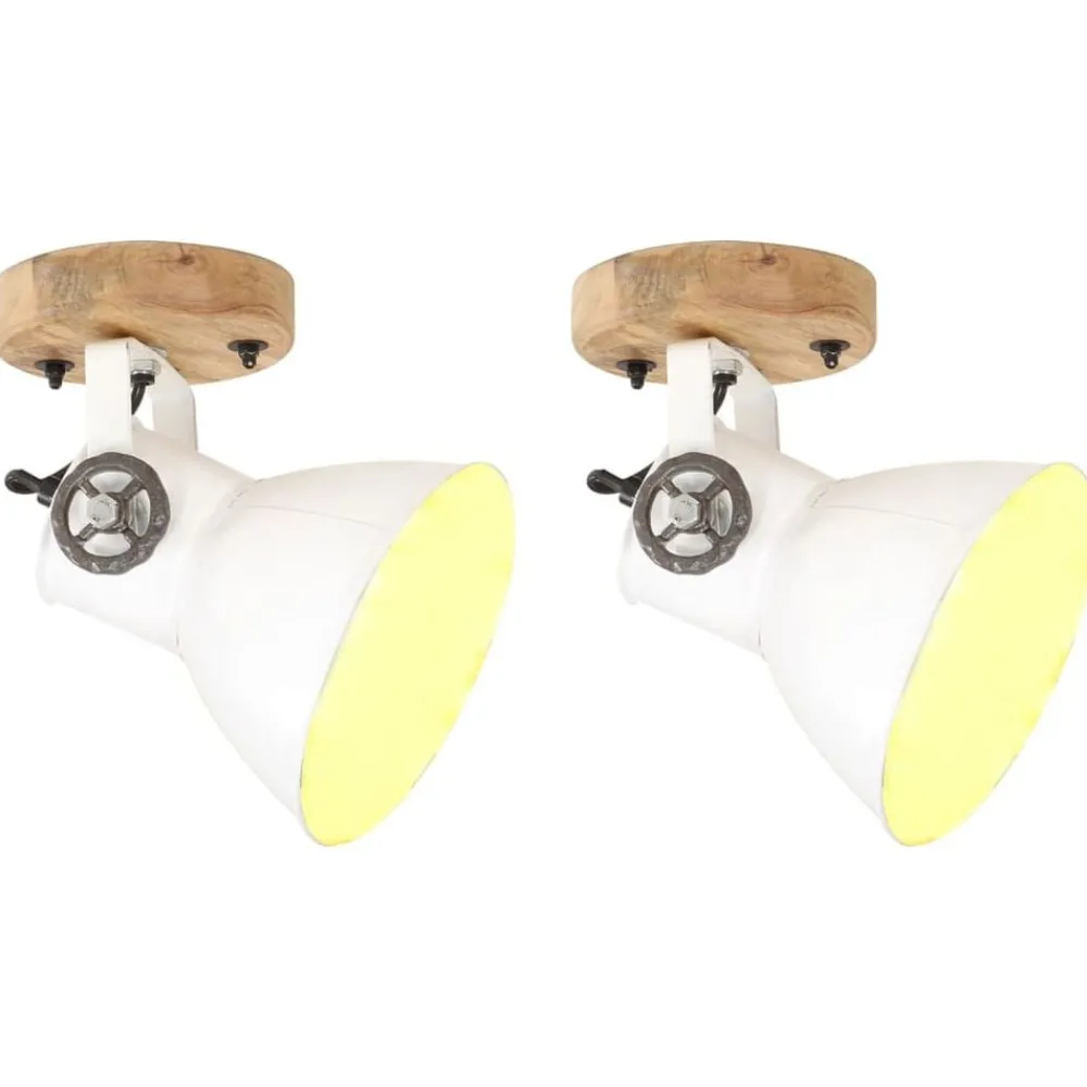 Verlichting*vidaXL Wand-/plafondlampen industrieel 2 st E27 20x25 cm Wit