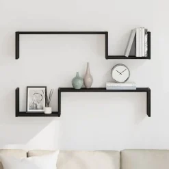 Boekenkasten & Wandplanken*vidaXL Wandplank 2 pcs 100 x 15 x 20 cm Bewerkt hout Zwart eiken