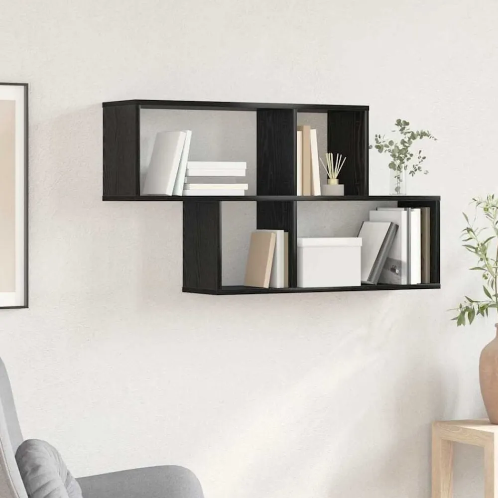 Wandplank met plank Wandgemonteerd Zwart Bewerkt hout>vidaXL Sale