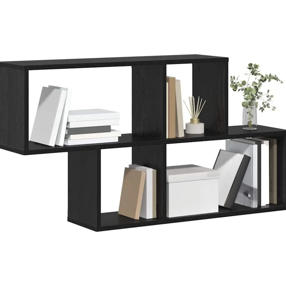 Wandplank met plank Wandgemonteerd Zwart Bewerkt hout>vidaXL Sale