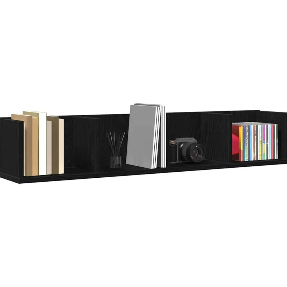 Boekenkasten & Wandplanken*vidaXL Wandplank met plank 100 x 18 x 18 cm Bewerkt hout Zwart eiken