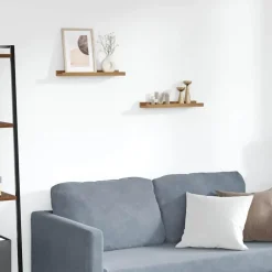 Wandplank met plank 2 pcs 40 x 9 x 3 cm Bewerkt hout>vidaXL Online