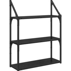 Boekenkasten & Wandplanken*vidaXL Wandplank met plank 60 x 21 x 78,5 cm Bewerkt hout Zwart eiken