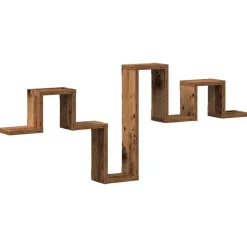 Wandplank Wandgemonteerd met opslag Oudhout 104.5 x 43 x 10 cm>vidaXL Discount
