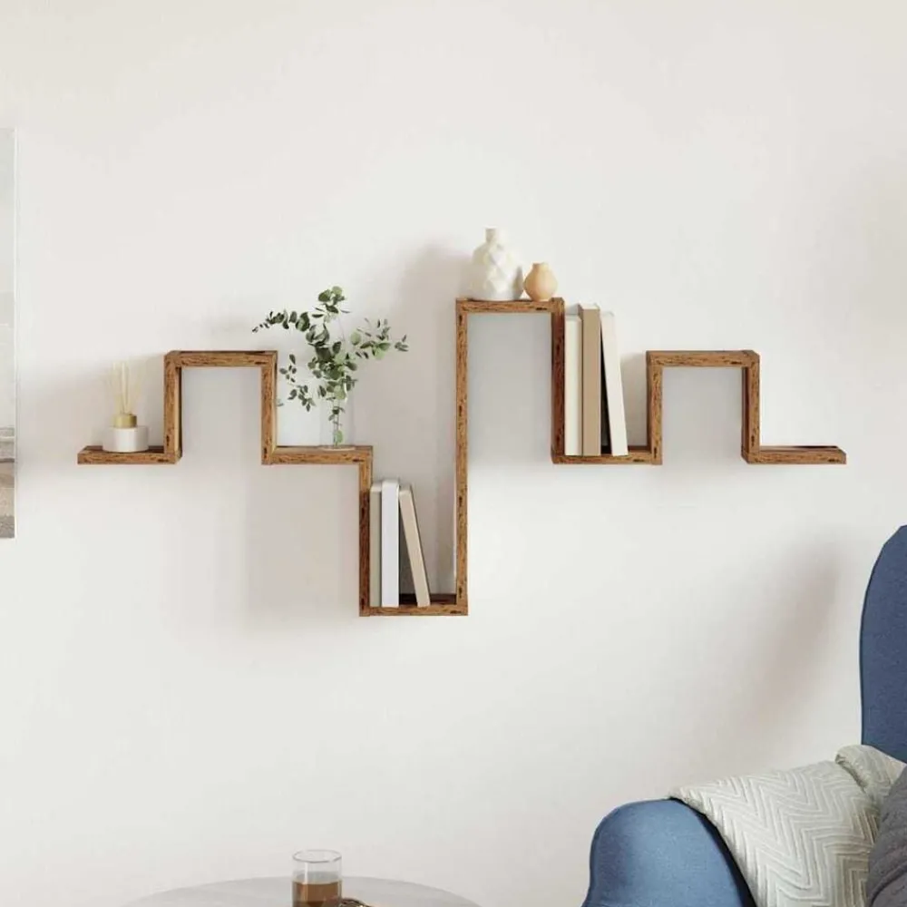 Wandplank Wandgemonteerd met opslag Oudhout 104.5 x 43 x 10 cm>vidaXL Discount