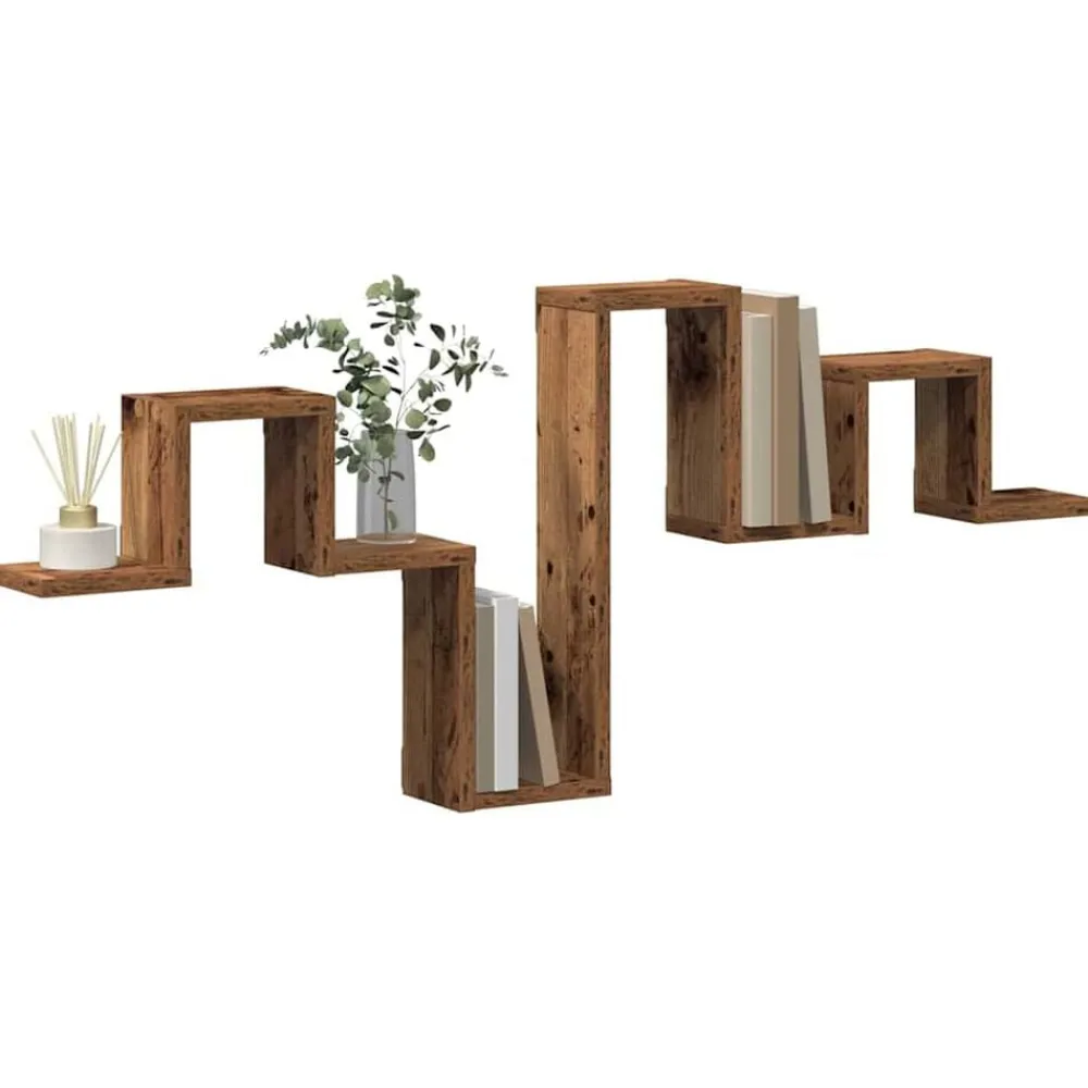 Wandplank Wandgemonteerd met opslag Oudhout 104.5 x 43 x 10 cm>vidaXL Discount