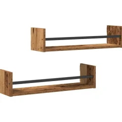 Boekenkasten & Wandplanken*vidaXL Wandplank Wandgemonteerd 2 pcs Oudhout 60 x 16 x 14 cm Oud hout