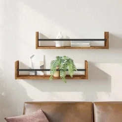 Boekenkasten & Wandplanken*vidaXL Wandplank Wandgemonteerd 2 pcs Oudhout 60 x 16 x 14 cm Oud hout