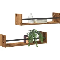Boekenkasten & Wandplanken*vidaXL Wandplank Wandgemonteerd 2 pcs Oudhout 60 x 16 x 14 cm Oud hout