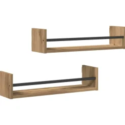 Wandplank Wandgemonteerd 2 pcs Artisan Eiken 60 x 16 x 14 cm>vidaXL Outlet