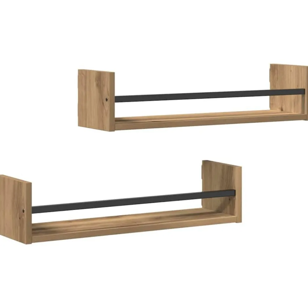 Wandplank Wandgemonteerd 2 pcs Artisan Eiken 60 x 16 x 14 cm>vidaXL Outlet