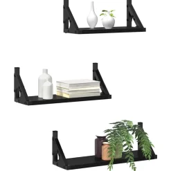 Boekenkasten & Wandplanken*vidaXL Wandplank Wandgemonteerd met opslag 3 pcs Zwart eiken