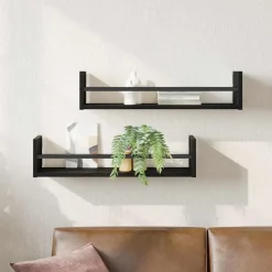 Boekenkasten & Wandplanken*vidaXL Wandplank Wandgemonteerd 2 pcs 60 x 16 x 14 cm Zwart eiken