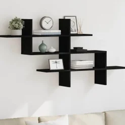 Boekenkasten & Wandplanken*vidaXL Wandplank 124,5x18x60,5 cm Bewerkt Hout Zwart eiken
