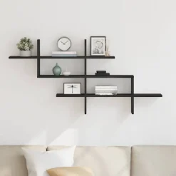 Boekenkasten & Wandplanken*vidaXL Wandplank 124,5x18x60,5 cm Bewerkt Hout Zwart eiken