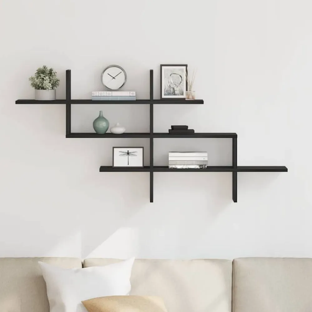 Boekenkasten & Wandplanken*vidaXL Wandplank 124,5x18x60,5 cm Bewerkt Hout Zwart eiken