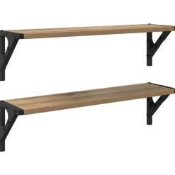 Boekenkasten & Wandplanken*vidaXL Wandplanken 2 pcs Artisan Eiken 60 x 15 x 15,5 cm Bewerkt hout artisanaal eikenkleurig